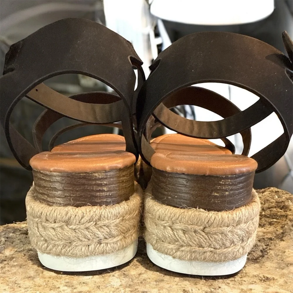 Stylish Black‎ Platform Espadrilles ❤️